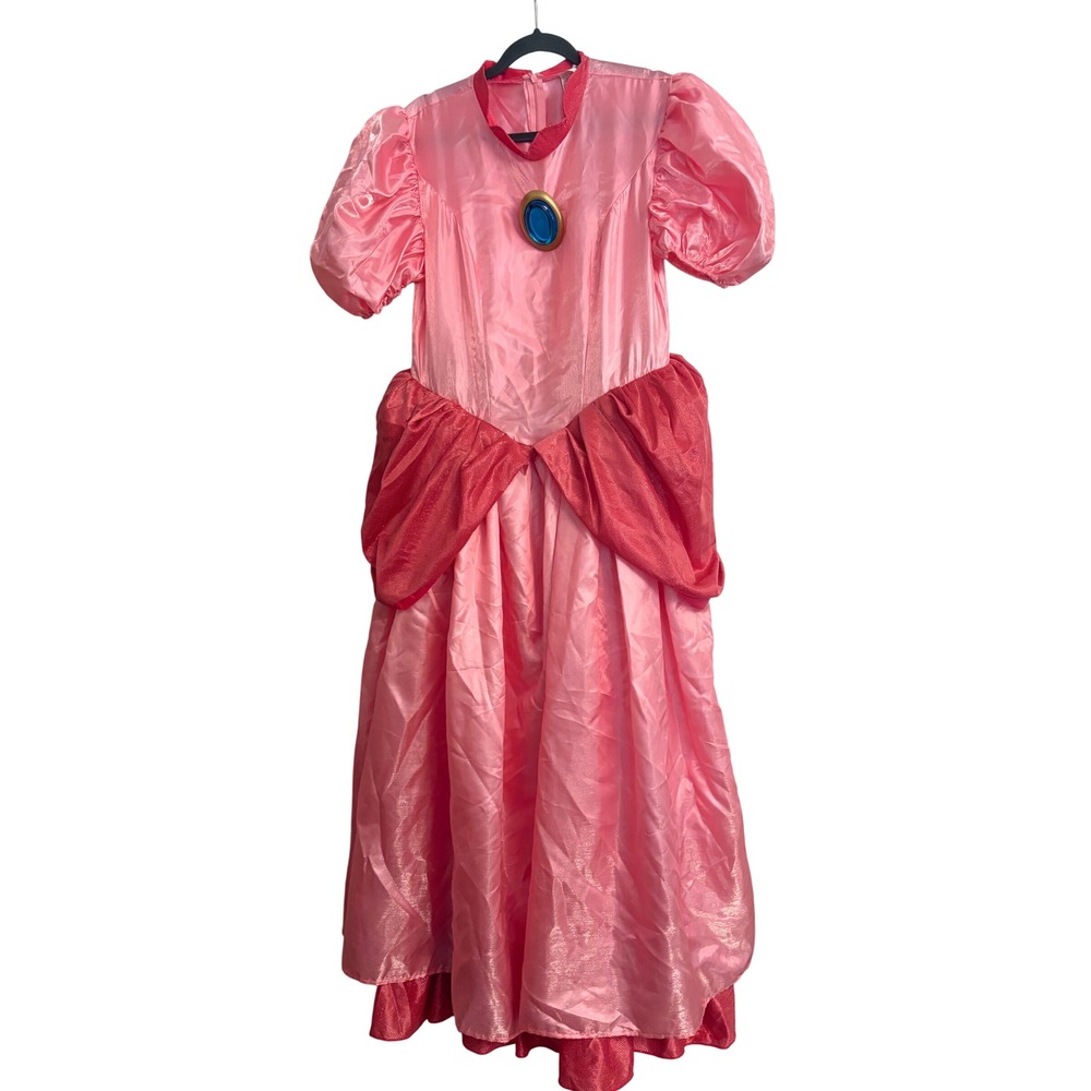 Nintendo Princess Peach Costume L 12/14 Pink Satin, Mario, Halloween, Dressup